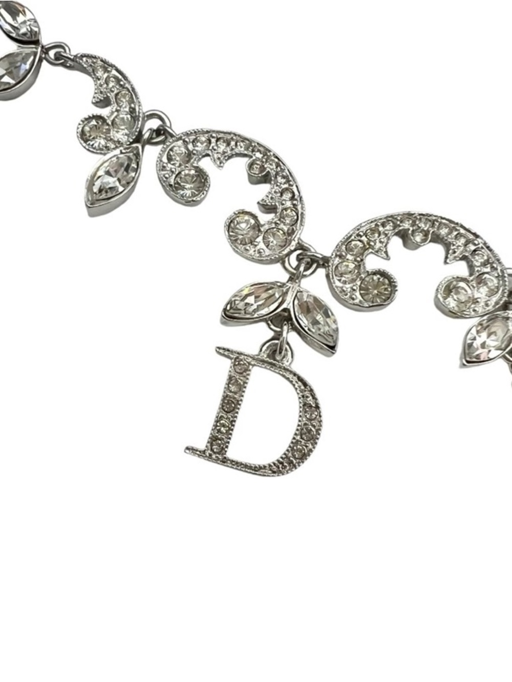🔥100% Authentic Christian Dior Silver Crystal Dangling Letter Charm Necklace🔥 - Picture 8 of 12
